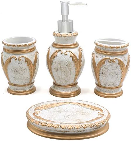 LUANT 4 Piece Bathroom Accessory Set White Gold