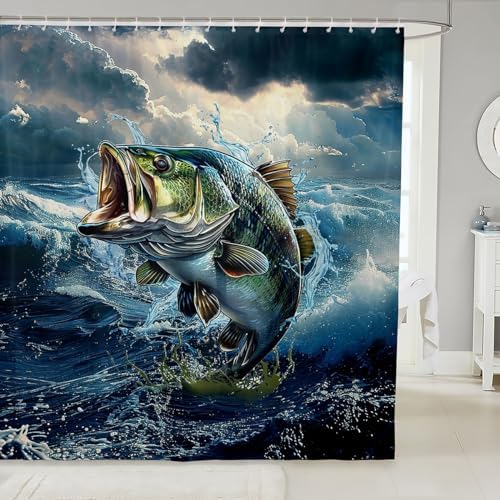 Feelyou Pike Fish Bath Curtain 72x72 for Kids