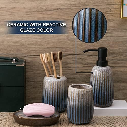 4-Piece Ceramic Bathroom Accessory Set with Gradient Design