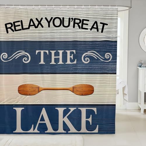 Jejeloiu Kids Lake Shower Curtain 72x72 Blue and White