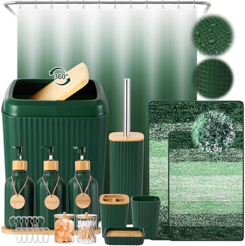 32PCS Dark Green Bathroom Accessories Set for Modern Home