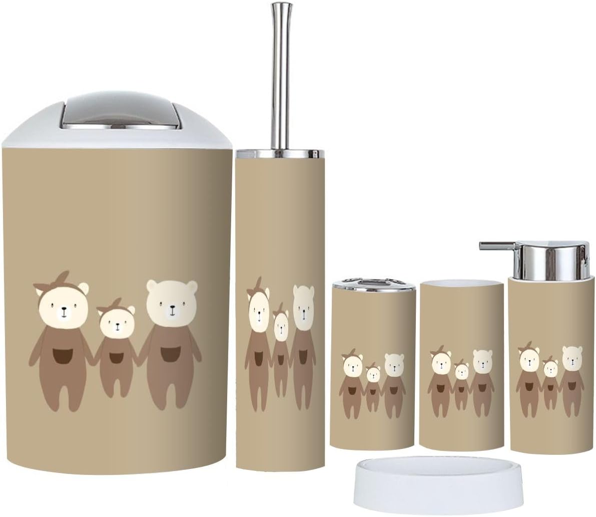 Bathroom Accessories Set 6 Pcs Modern Durable Storage