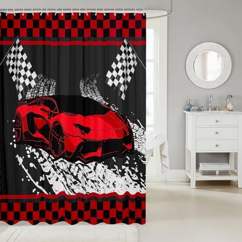 Feelyou Kids Racing Car Shower Curtain 72x72
