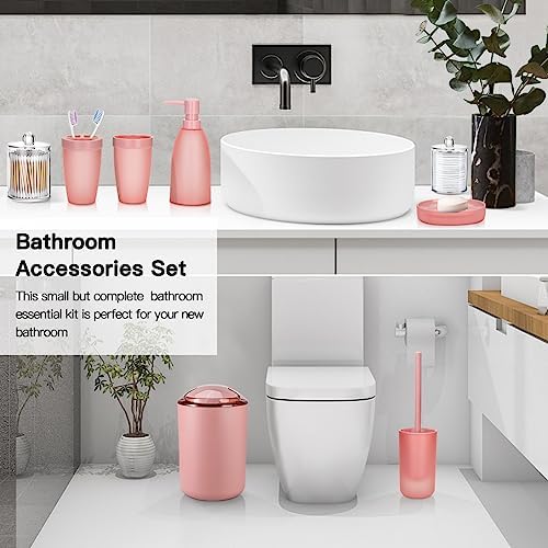 OTOSTAR Pink Bathroom Accessory Set - 8-Piece Essential Collection