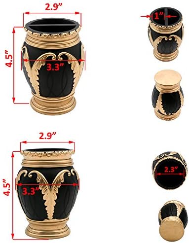 LUANT 4 Piece Bathroom Accessory Set Black with Gold