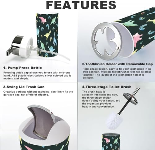 Rainbow 6-Piece Durable Set for Kids Makes Bathroom Organization Easy