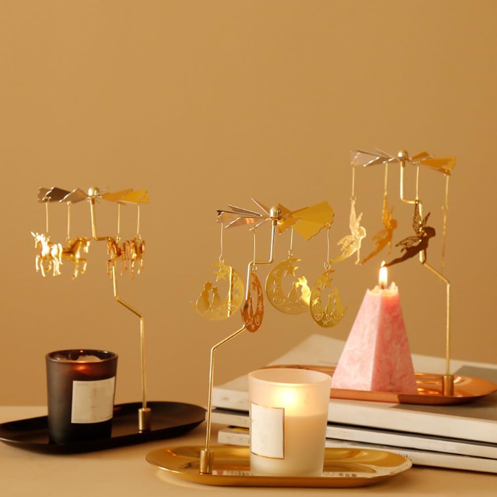 Ciieeo Christmas Jewelry Set - Taper Candle Holder Rotating Christmas Candle Countries