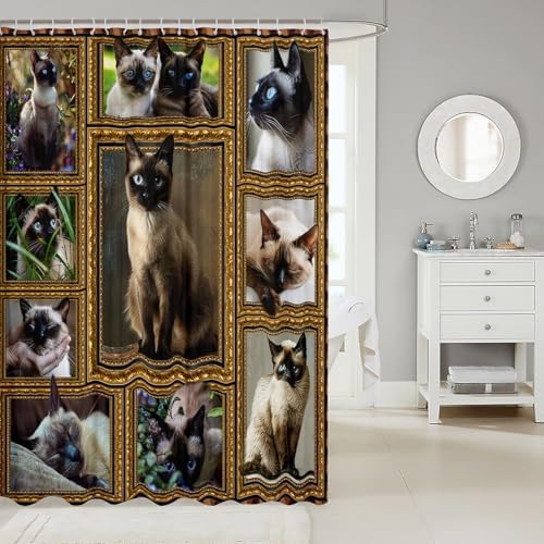 Feelyou Siamese Kitten Shower Curtain Set