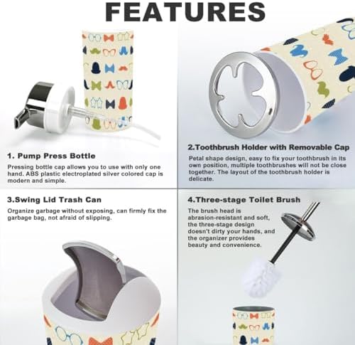 Retro Hipster Bathroom Set 6 Pcs