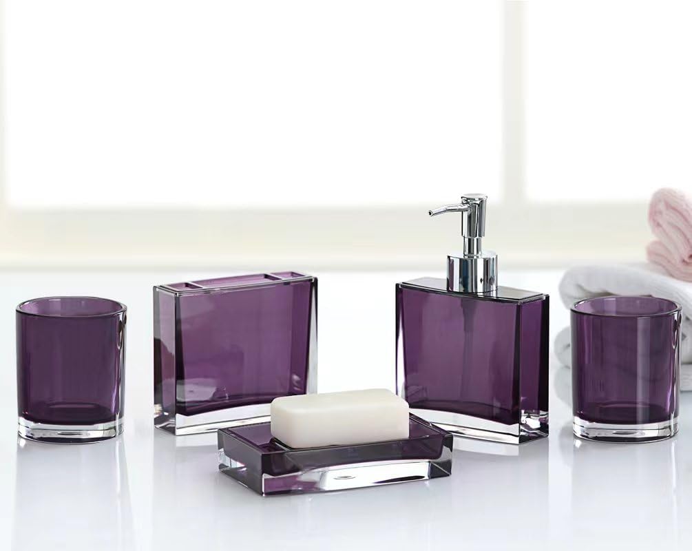 Purple Bathroom Accessories Set 5 Pcs Acrylic