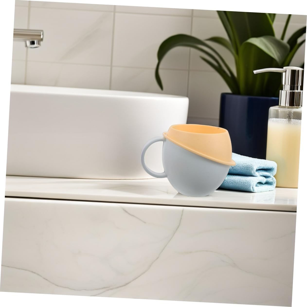 Cabilock 2Pcs Capacity Mouthwash Cup with Handle