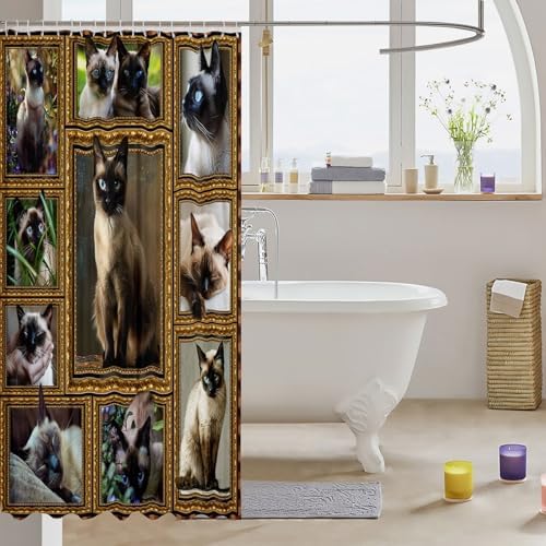 Feelyou Siamese Kitten Shower Curtain Set