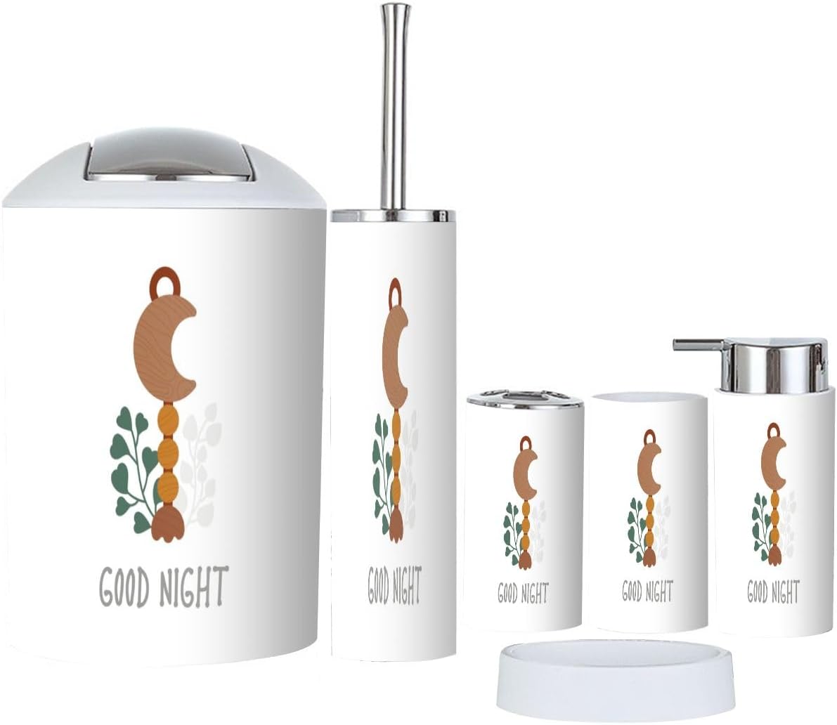 6 Piece Eco Wooden Bathroom Accessory Set