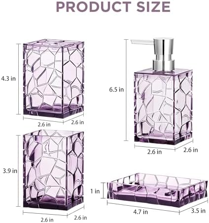 HBlife Bathroom Accessories Set with Lavender Purple Acrylic Containers