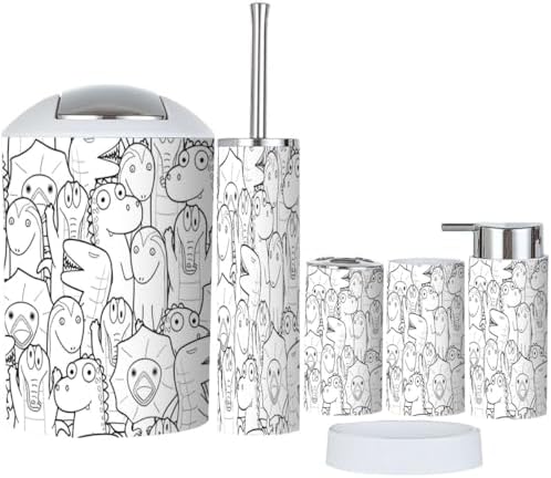 Bathroom Accessory Set 6 Pcs Modern Animals Design