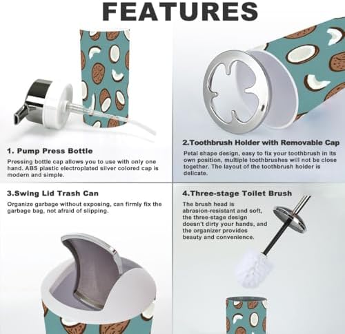XNGJEMVWXO Relax Tropical Bathroom Accessories 6-Piece Set