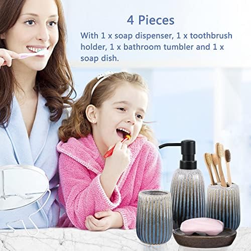 4-Piece Ceramic Bathroom Accessory Set with Gradient Design