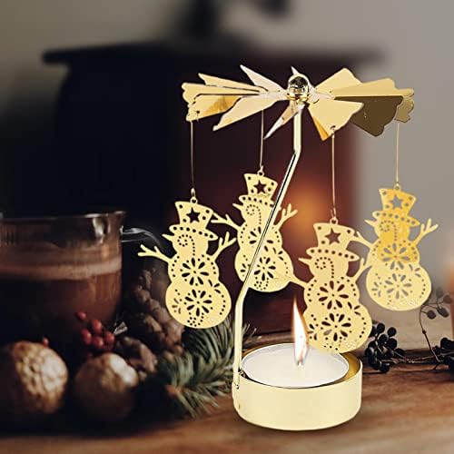 2x Spinning Snowman Candle Holder Tea Lights Party Decor