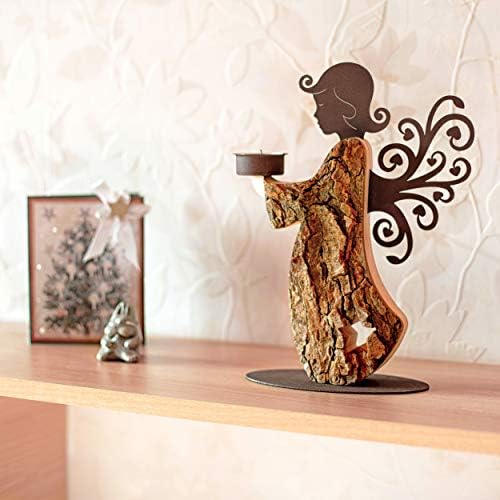 Wood Angel Tealight Candle Holder - Handcrafted Memorial Decor
