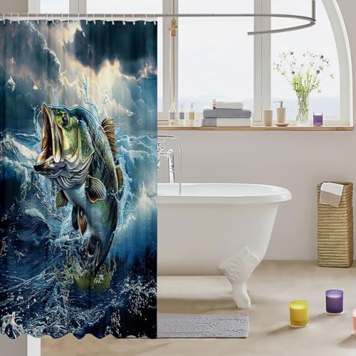 Feelyou Pike Fish Bath Curtain 72x72 for Kids