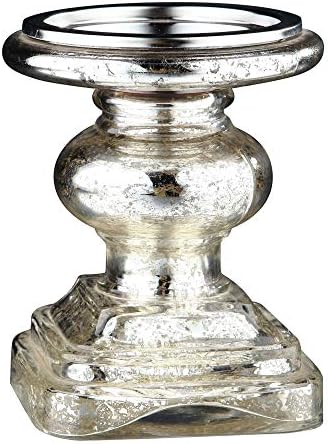 CC Home Furnishings 12 12 Metallic Silver Baluster Design Candle Holder