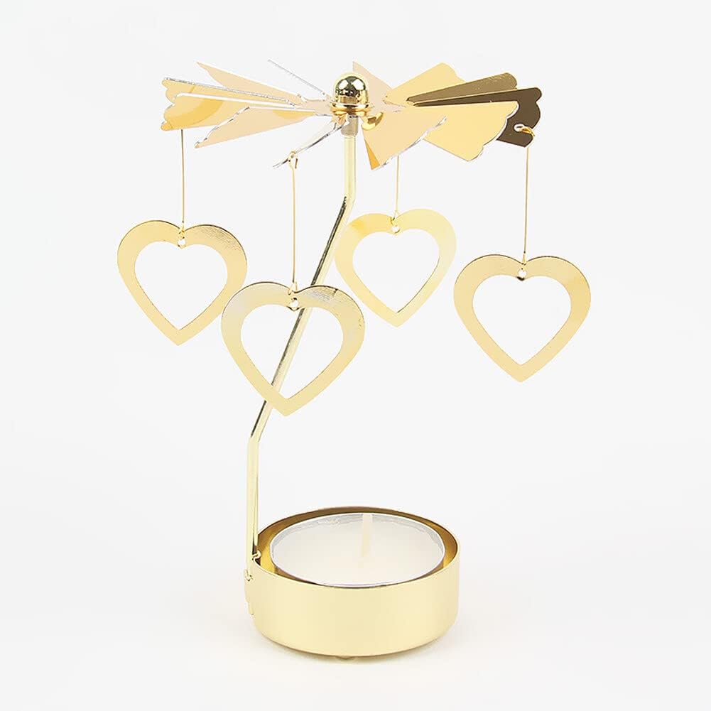 Eforcase Metal Gold Rotating Candle Holder