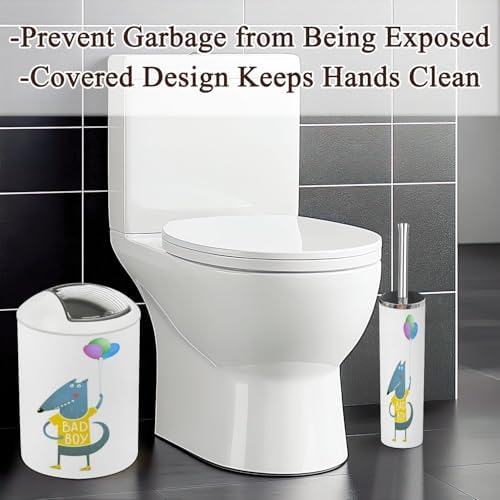 6-Piece Kids Bathroom Set Wolf Dog Balloons Pvc Dispenser