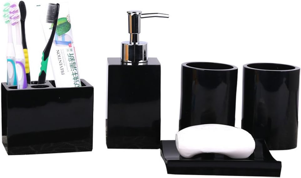 Modern Design Resin 5-Piece Bathroom Accessory Set