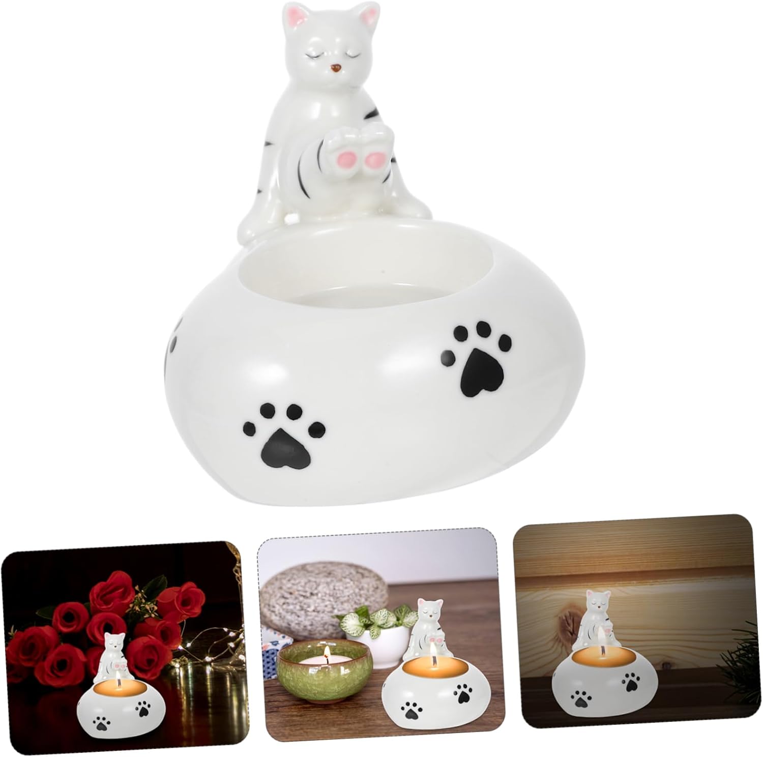 Unique Ceramic Cat Tea Light Candle Holder