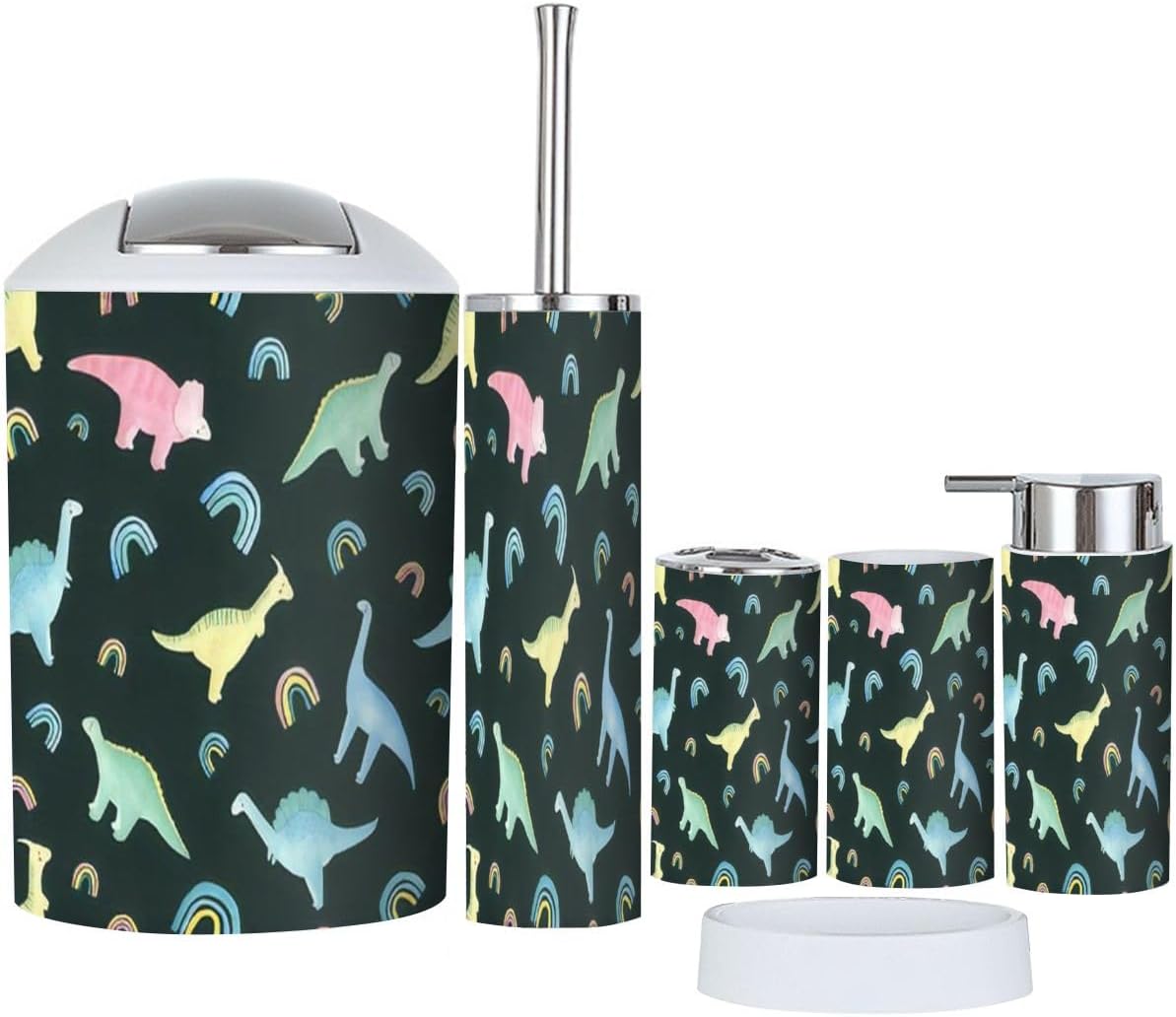 Rainbow 6-Piece Durable Set for Kids Makes Bathroom Organization Easy