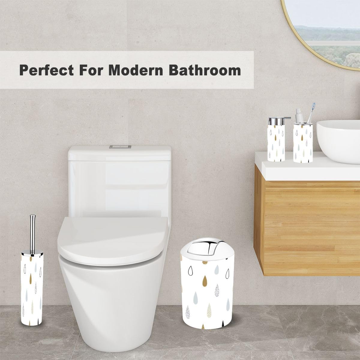 Stylish 6-Piece Bathroom Accessories Set by XNGJEMVWXO