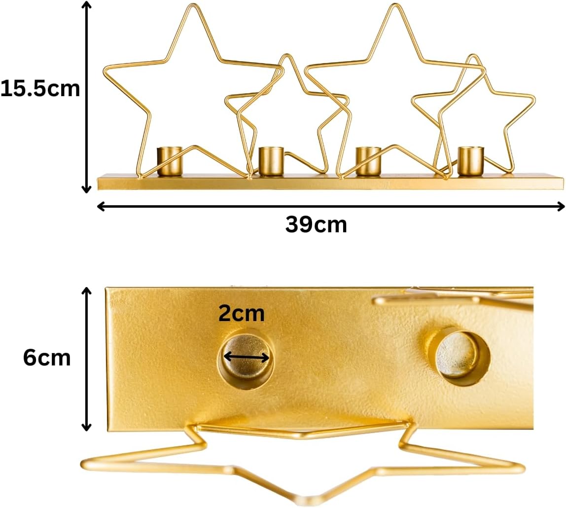 Gift for Home Durable Gold Star Candle Holder for Christmas