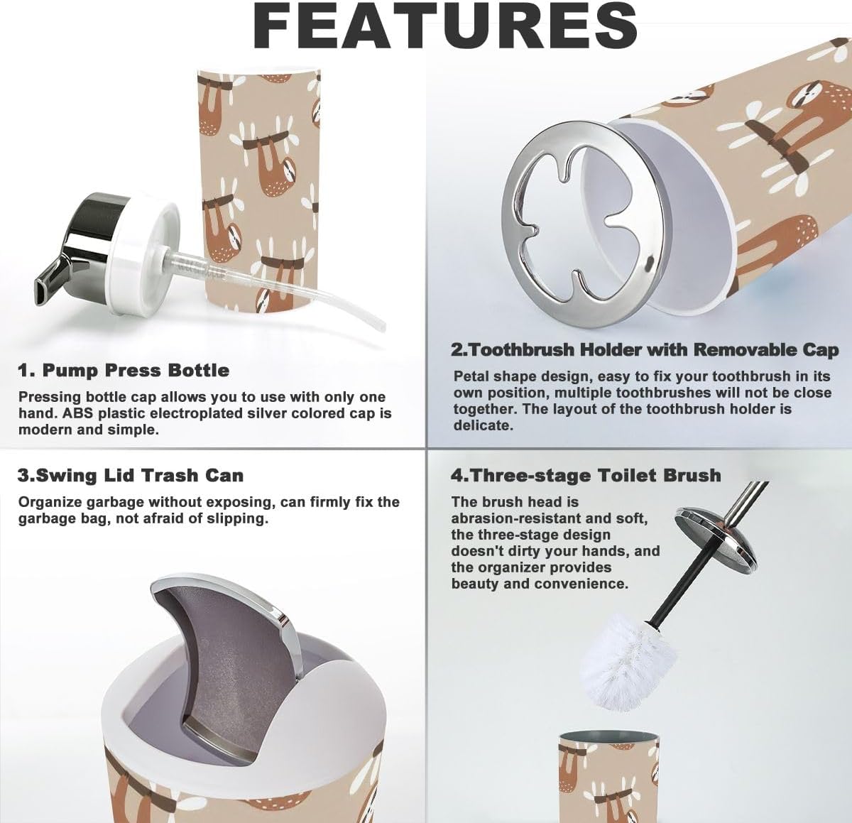 Scandinavian Style Bathroom Accessory Set 6 Piece