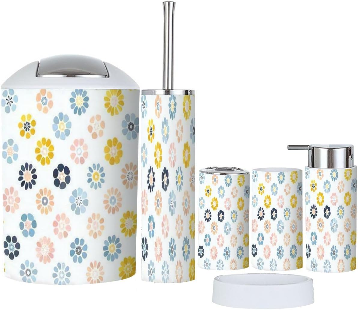 Bathroom Accessories Set 6 Pcs Pastel Gradient Decor