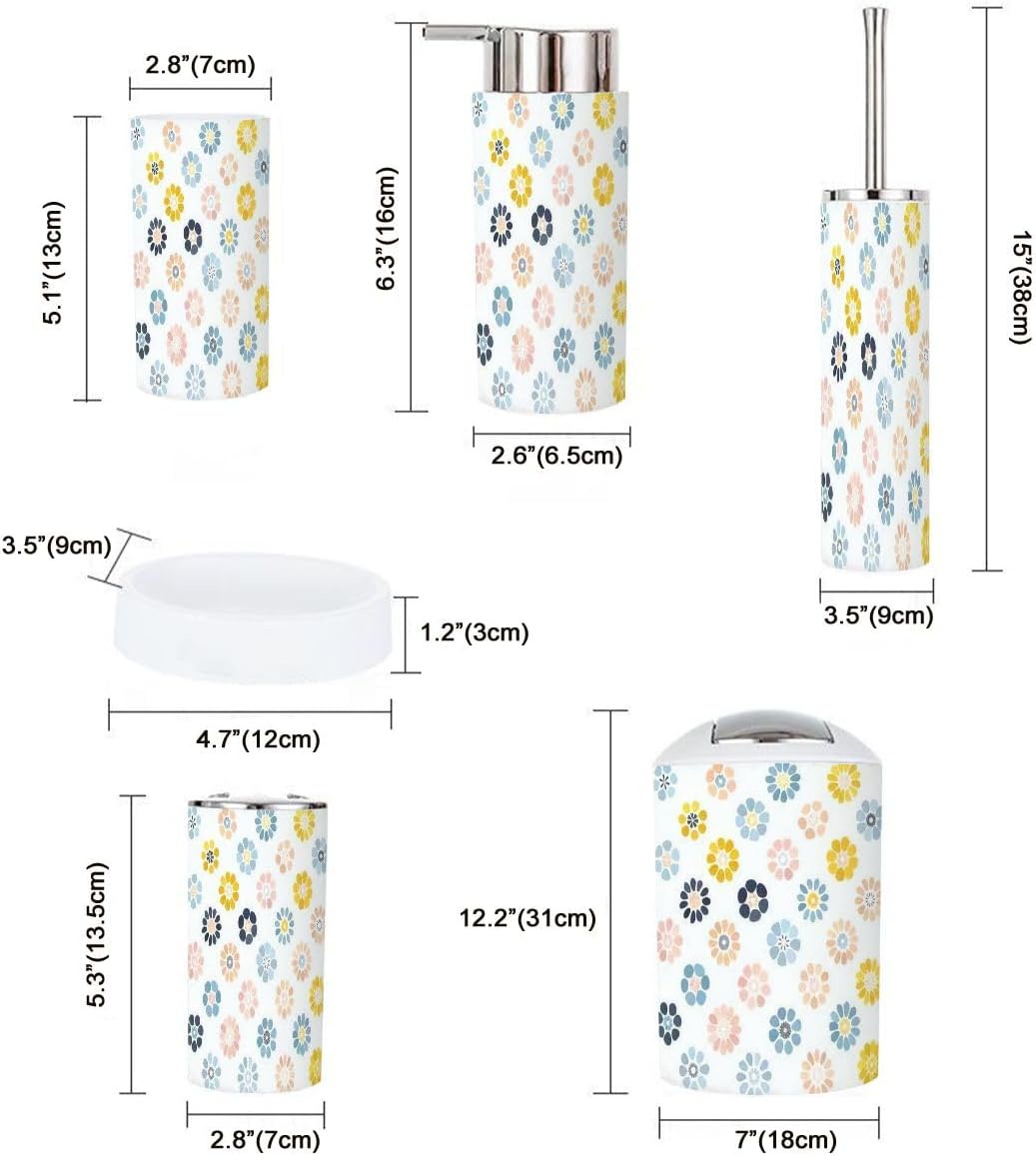 Bathroom Accessories Set 6 Pcs Pastel Gradient Decor