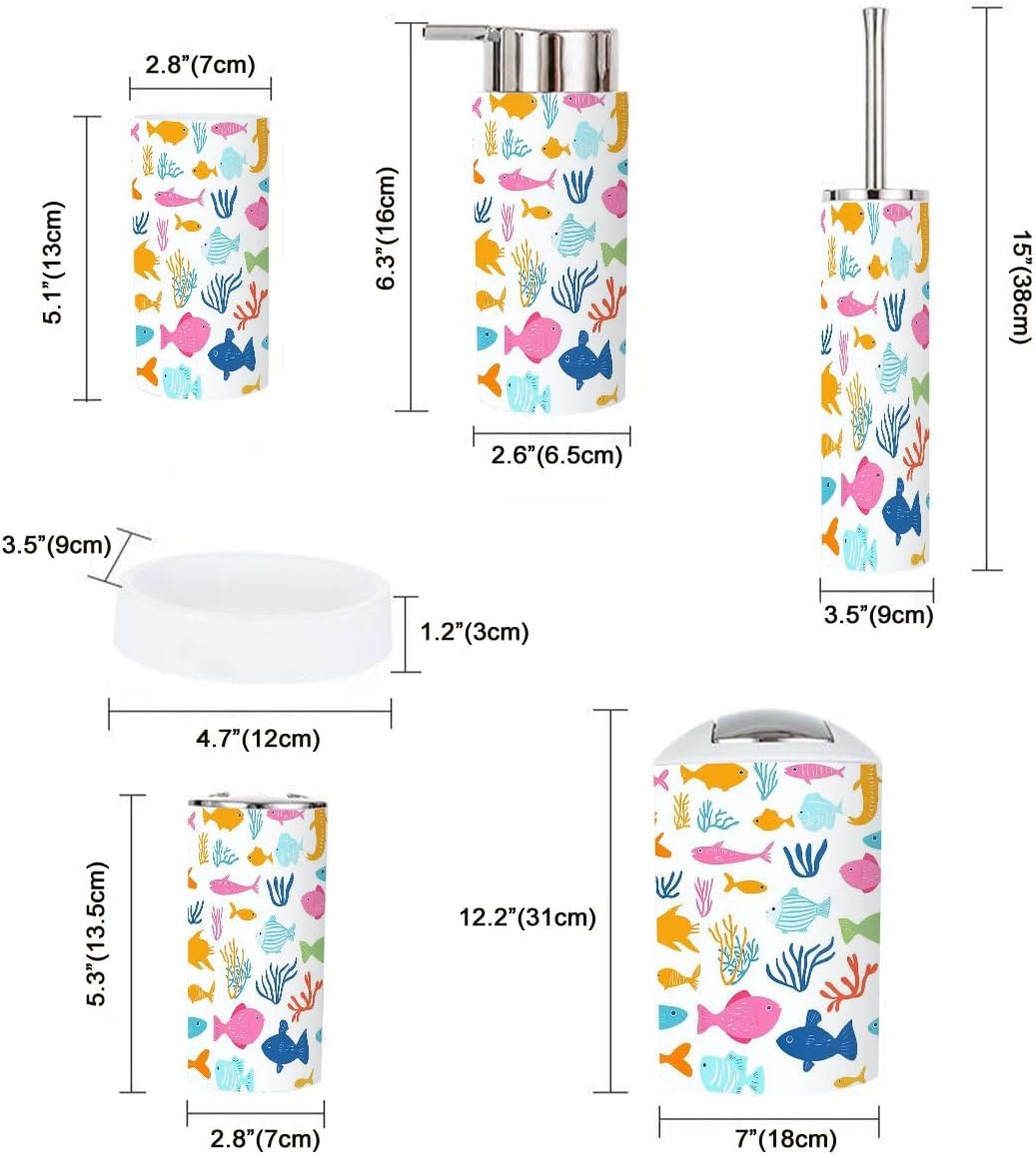 Bathroom Accessories Set 6PCS Kids Seamelike Pattern for