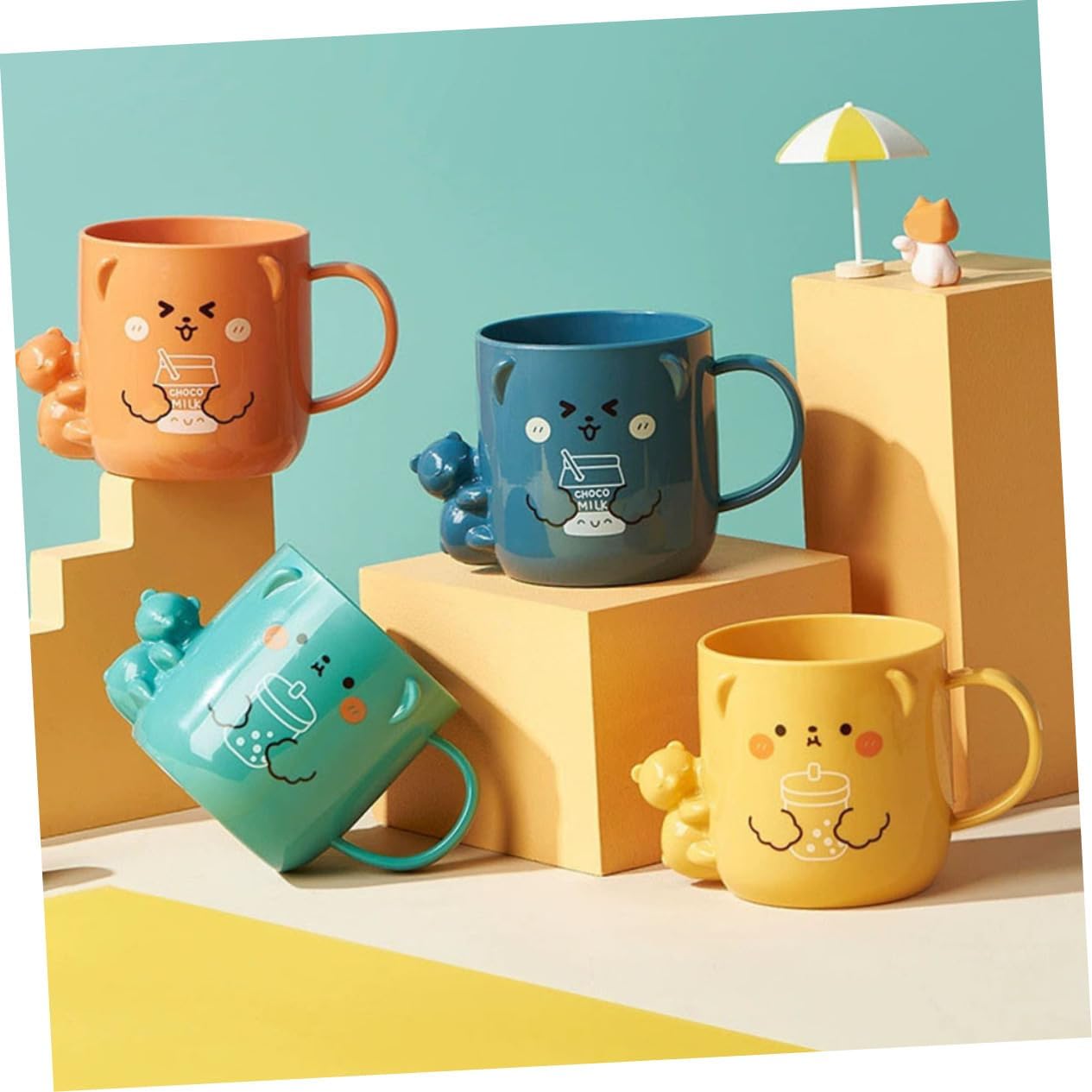 PRETYZOOM 2Pcs Cartoon Mouthwash Cup Cute Plastic Toothbrush Holder for Kids