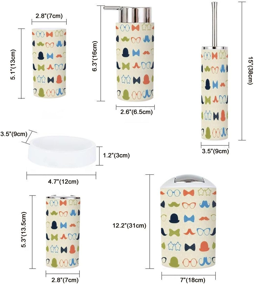 Retro Hipster Bathroom Set 6 Pcs