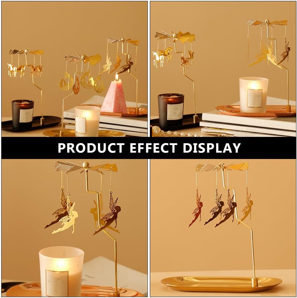 Ciieeo Christmas Jewelry Set - Taper Candle Holder Rotating Christmas Candle Countries