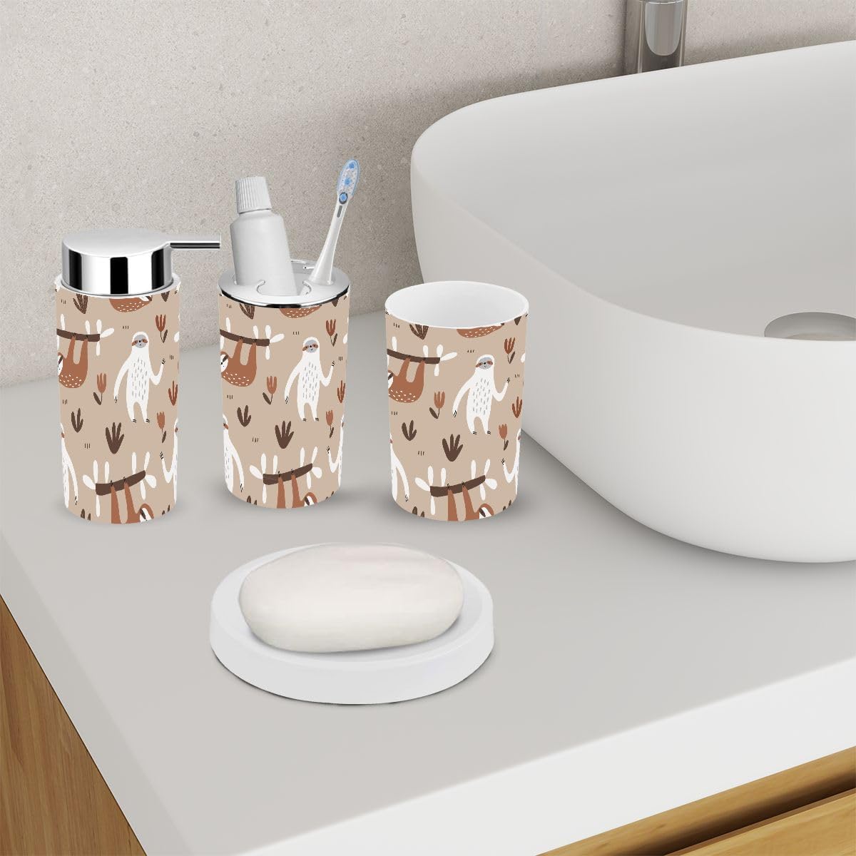 Bathroom Accessories - Scandinavian Kids Design Funny Slopes - 6-Piece Set