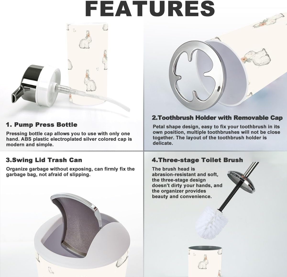 Stylish 6-Piece Bathroom Accessories Set for Kids Adults