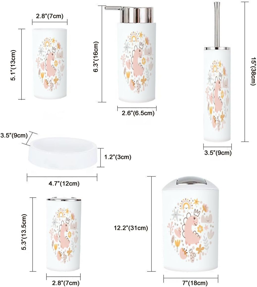 Bathroom Accessory Set 6 Piece Durable Stylish Essential Kit for Tidiness