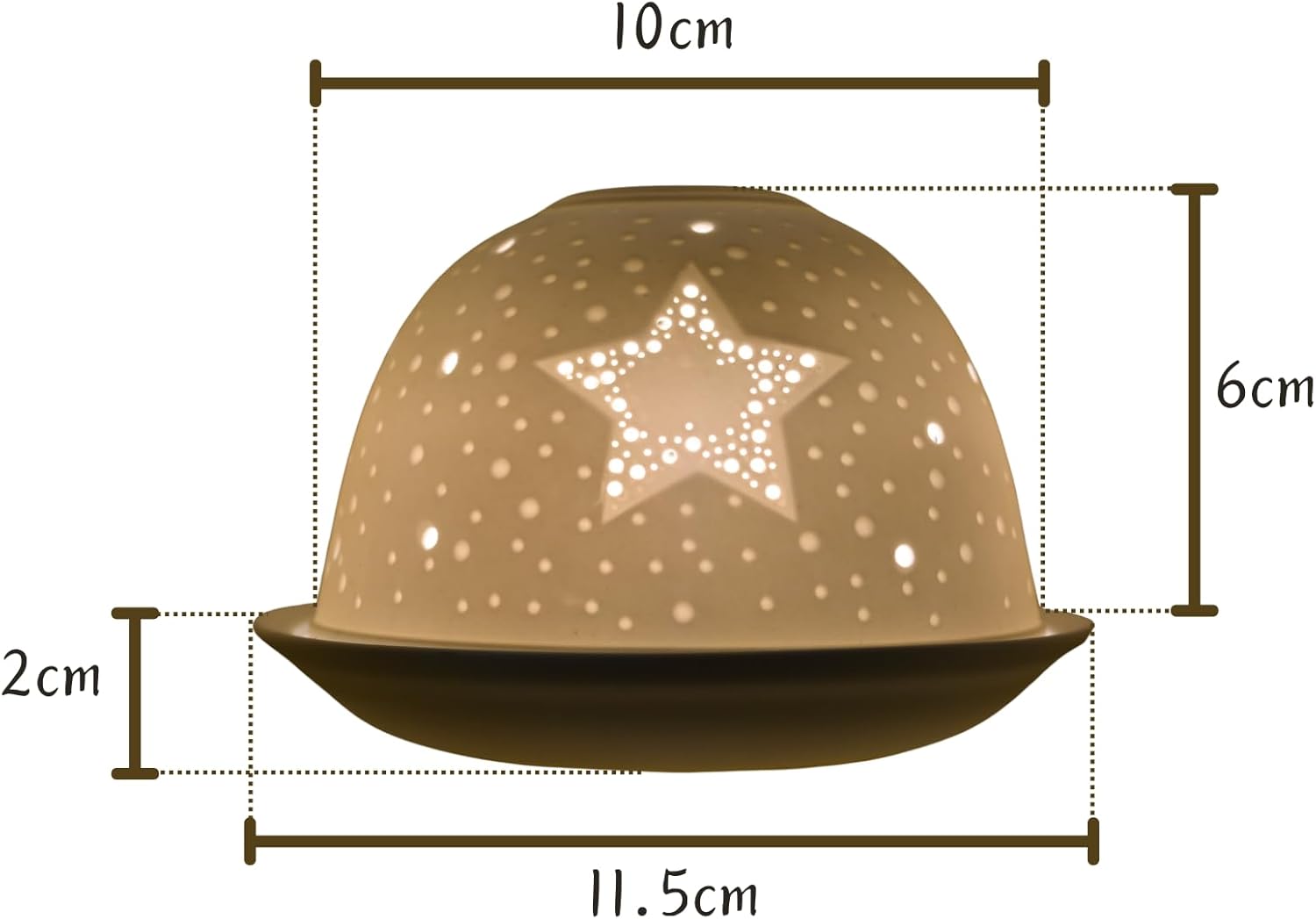 Nordic Light Tealight Candle Shade with Star - White Porcelain