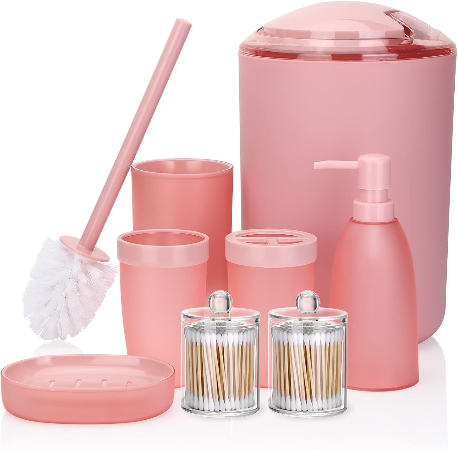 OTOSTAR Pink Bathroom Accessory Set - 8-Piece Essential Collection