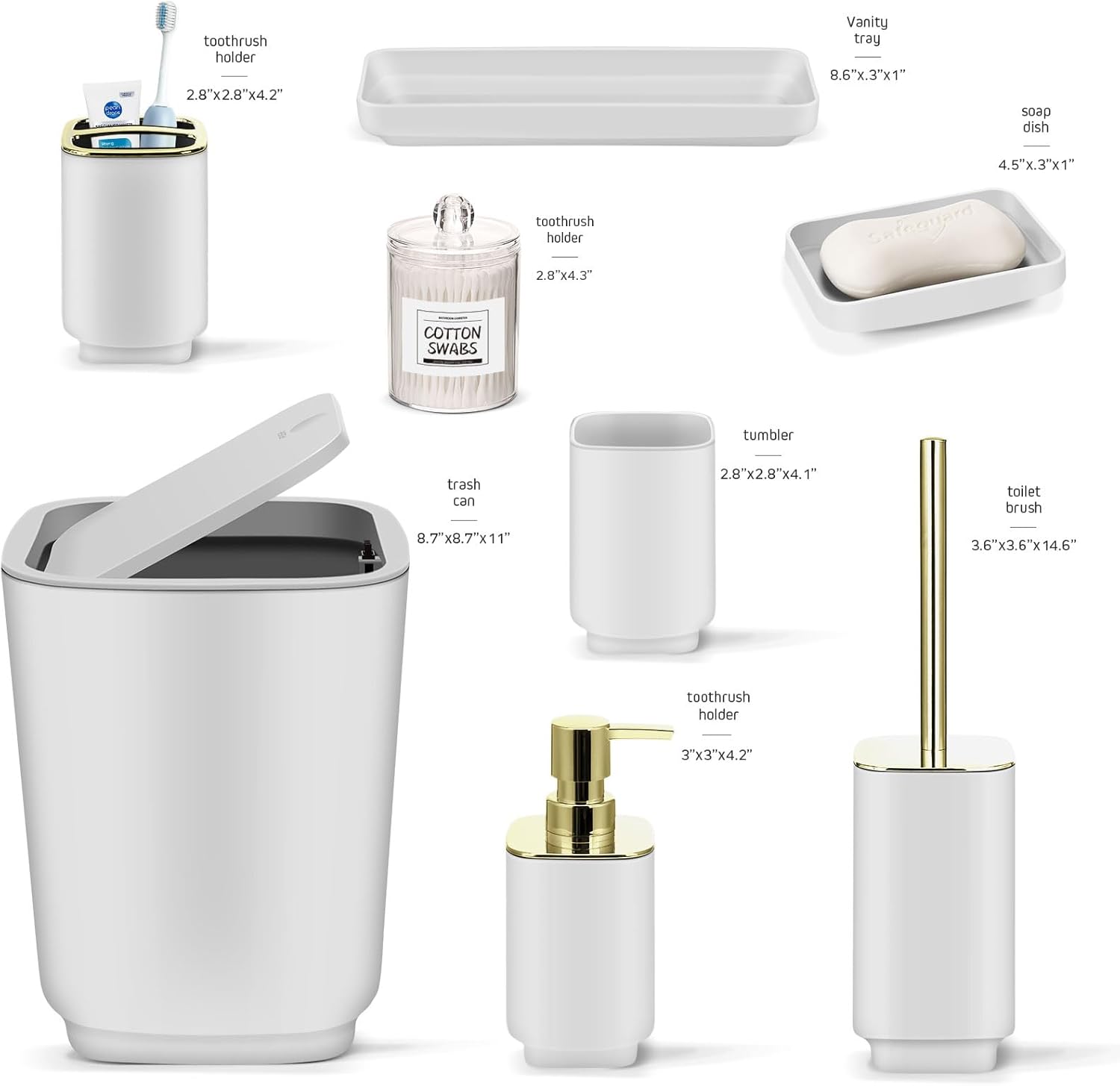 IMAVO 11 Piece White Bathroom Accessory Set