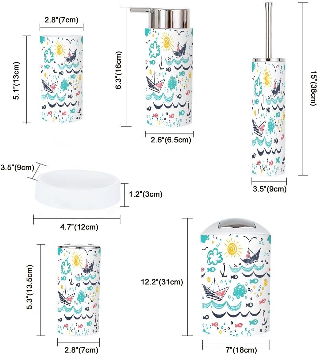 Bathroom Accessories Set 6 Pcs Durable Functional Decor 1