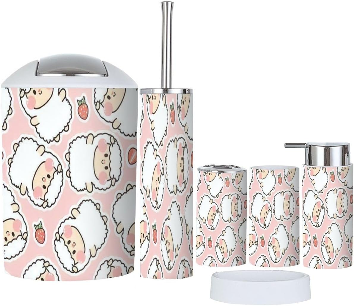 6-Piece Bath Accessory Set for Kids Farm Animal Design