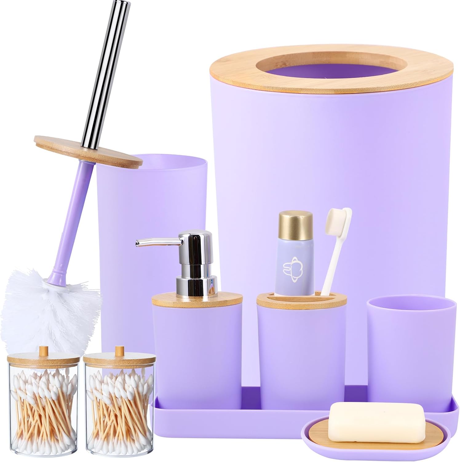 SLDIYWOW Purple Bathroom Accessories Set