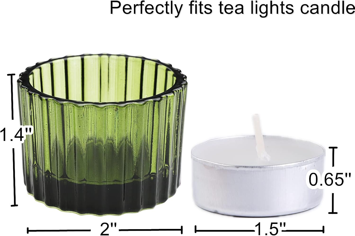 Green Tealight Candle Holder Set of 12 2x14