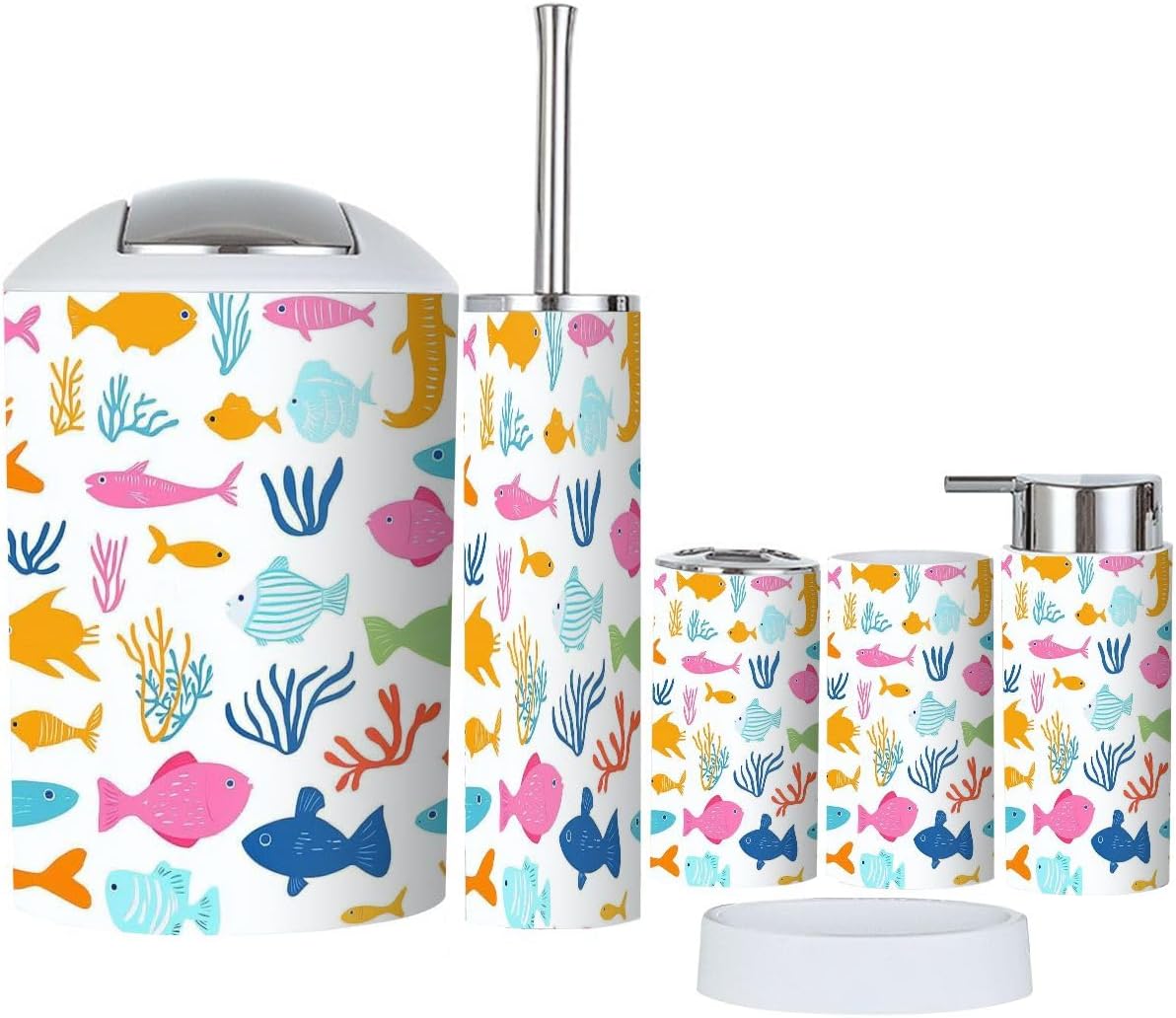 Bathroom Accessories Set 6PCS Kids Seamelike Pattern for